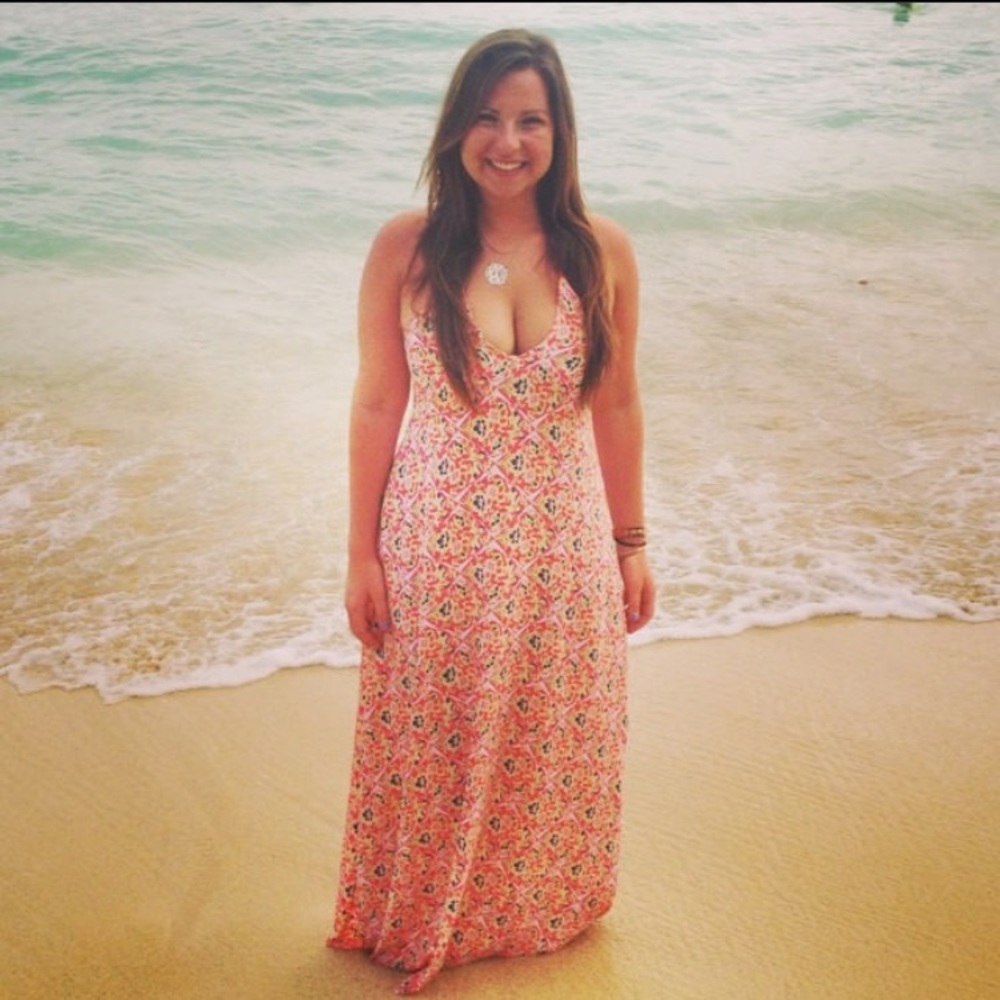 Lulus pink floral maxi dress